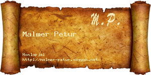 Malmer Petur névjegykártya
